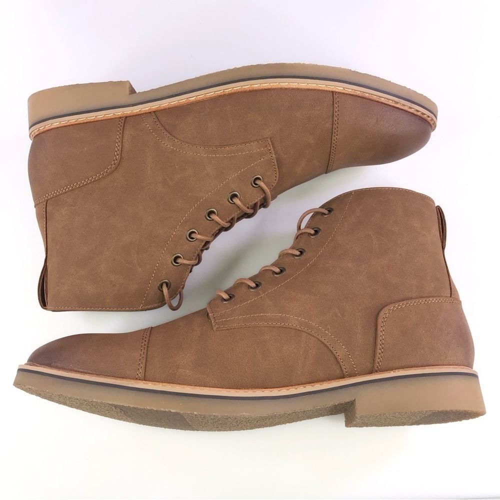 INC International Concepts Men's Tristan Faux Suede Lace Up Boots Tan 11.5M New - Picture 3 of 8